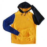 Champion Large Yellow and Blue Hoody Vintage Used