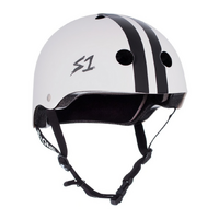 S1 Lifer Certified CJ Collins Gloss White Black Stripes Skateboard Helmet