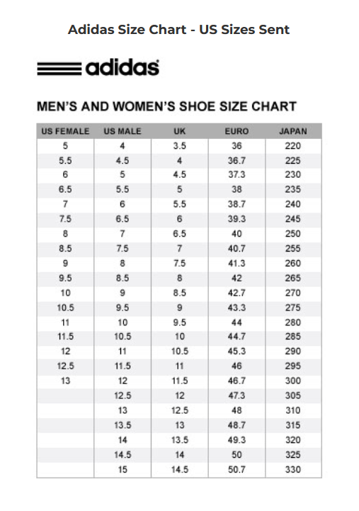 Adidas skate shoes sales size chart