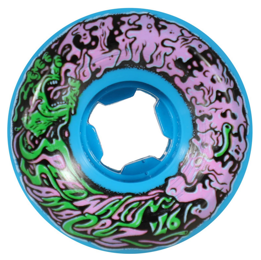 Santa Cruz Skateboard Wheels with Hybrid Ceramic Bearings 53mm Vomit Mini Blue