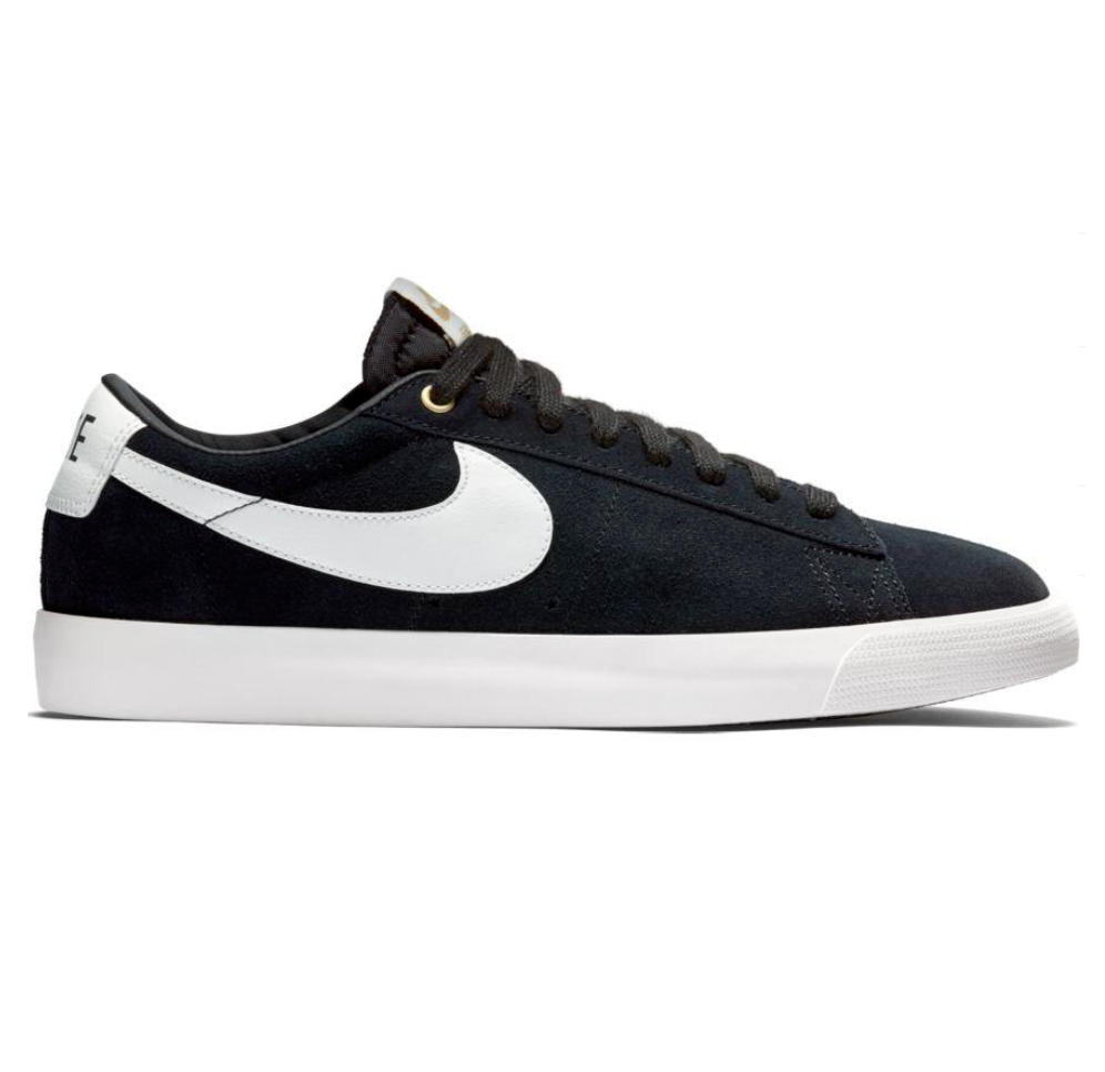 sb blazer zoom low white  and  gold leather skate shoes