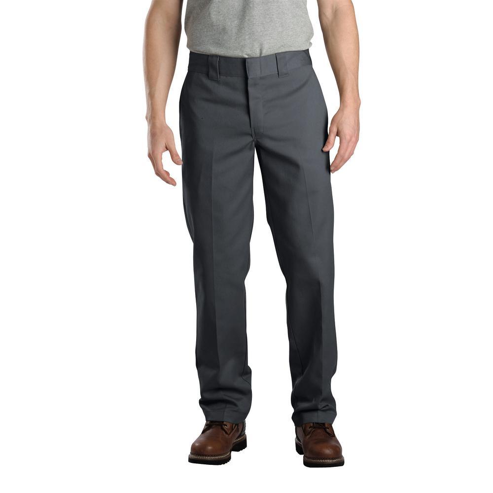 Flat Front Charcoal Mens Work Pants 