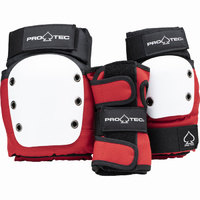 ProTec Street Gear Junior Red White Black Skateboard 3 Pack Pads Set
