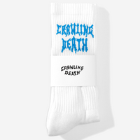 Crawling Death Metal Logo White Blue Mens Socks