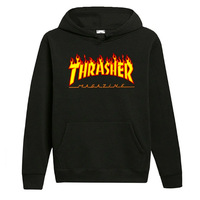 Thrasher Flame Logo Black Mens Pullover Hoodie