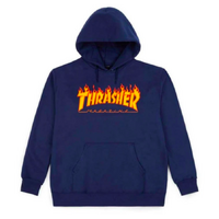 Thrasher Flame Logo Youth Sized Navy Pullover Hoodie