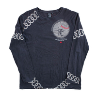 Japan Potential Embroided Black Long Sleeve T-Shirt Mens Used Vintage