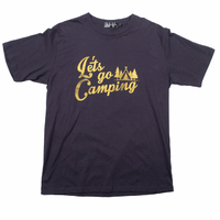 Roushatte Lets go Camping Large Navy T-Shirt Used Vintage
