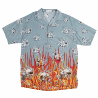 Guo Thi Ting Flame Skull XL Short Sleeve Shirt Used Vintage