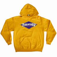 Thrasher Hoodie Yellow Purple Logo Large Used Vintage