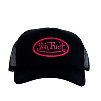 Von Fuct All Black Pink Logo Trucker Cap Hat