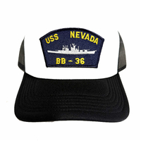 USS Nevada BB-36 Black and White Trucker Cap