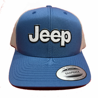 Jeep Embroidered Patch Yupoong Blue White Trucker Cap Hat