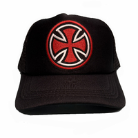 Indy Iron Cross Embroidered Patch Black Trucker Cap Hat