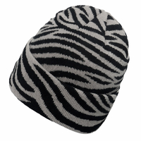 Boarders Black Grey Zebra Fishermans Style Beanie