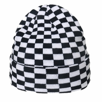 Boarders Black White Checkers Fishermans Style Beanie