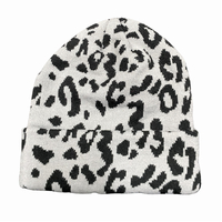 Boarders Leopard Print White & Black Beanie