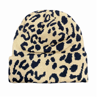 Boarders Leopard Print Brown & Black Beanie