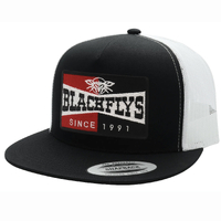 Black Flys Sparked Black Yupoong Trucker Snap Back Hat Cap
