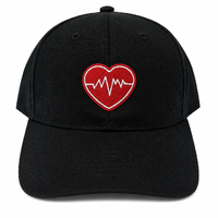 Heartbeat Black Velcro Strapback Hat Cap