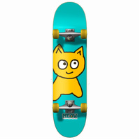 Meow Big Cat Teal 7.25" Mini Complete Skateboard