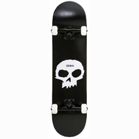 Zero Single Skull Black White 8.0" Complete Skateboard