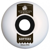 The 4 Skateboard Co Softies White 52mm 85a Skateboard Wheels