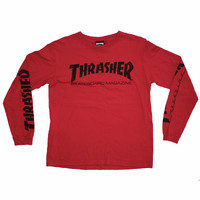 Thrasher Magazine Logo Red Medium Long Sleeve T-Shirt Used Vintage