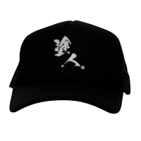 Japanese Font Trucker Mesh Back Cap Hat Used Vintage