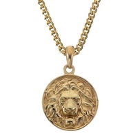 Hermosa Skate Cuban Gold Chain Lion Head Necklace