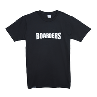 Boarders Chest Print Black Mens Regular Fit Tee