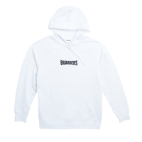 Boarders Embroidered Chest Print White Mens Hoodie