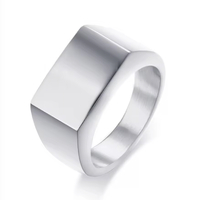 Boarders Thick Rectangle Signet Stainless Steel Ring