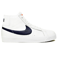 Nike SB Blazer Mid ISO White Navy Safety Orange Skateboard Shoes