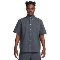 Nike Short Sleeve Seersucker Grey Mens Button-Down Shirt