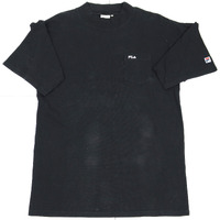 Simple Fila Embroidered Black T Medium T-Shirt Used Vintage