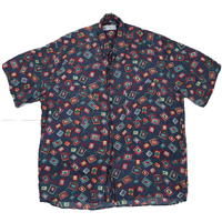Retro Square Patterned Button Up Vintage Use