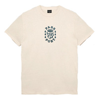Passport Fountain Embroidery Natural Mens Short Sleeve Tee