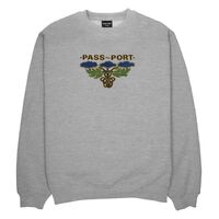 Passport Emblem Embroidery Grey Mens Sweatshirt Jumper