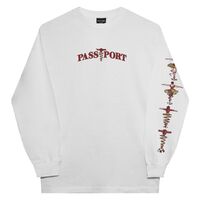 Passport Corkscrew White Mens Long Sleeve Tee