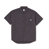 Polar Skate Co. Mitchell Poplin Brown Blue Button Up Shirt