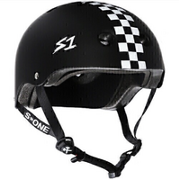S1 Lifer Certified Matte Black White Checks Skateboard Helmet