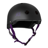 S1 Lifer Certified Matte Black Purple Straps Skateboard Helmet