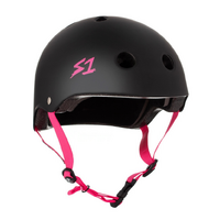 S1 Lifer Certified Matte Black Pink Straps Skateboard Helmet