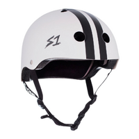 S1 Lifer Certified CJ Collins Gloss White Black Stripes Skateboard Helmet