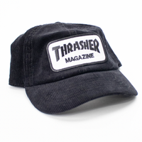 Newhattan Thrasher Patch Black Corduroy Unstructured Cap Used Vintage