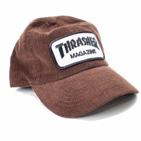 Newhattan Thrasher Patch Brown Corduroy Unstructured Cap Used Vintage