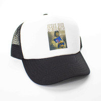 Jesus Died For Our Tins Tooheys White Snapback Trucker Cap Used Vintage
