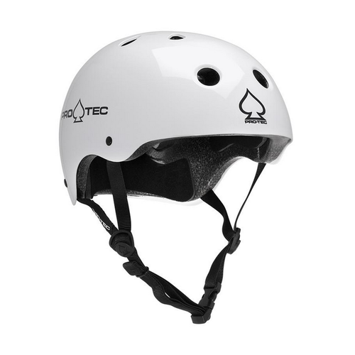ProTec Classic Certified Gloss White Skateboard Helmet [Size: Medium]