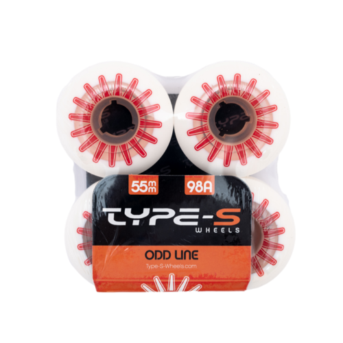 Type-S Odd Lines White Red 55mm 98a Skateboard Wheels